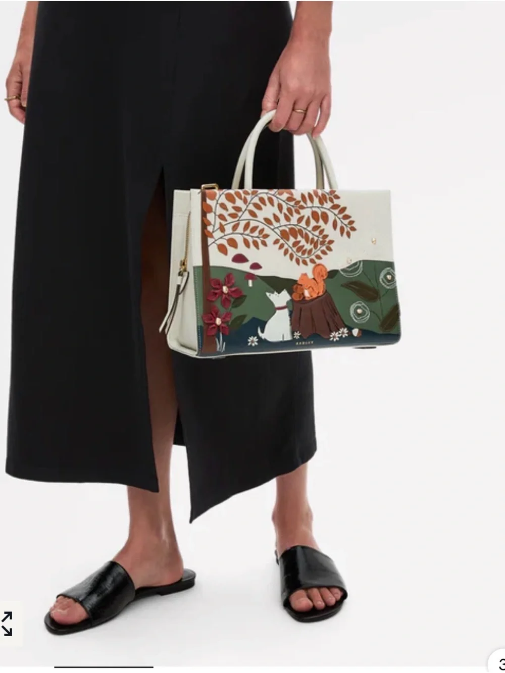 Radley London Leather Whimsical Autumn Scene Leather Top-Handle Bag